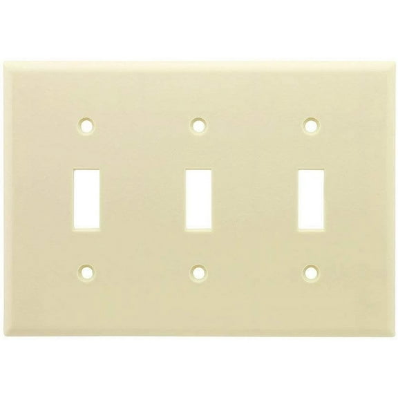 Leviton 82011 3-Gang Toggle Device Switch Wallplate, Standard Size, Thermoset, Device Mount, Almond