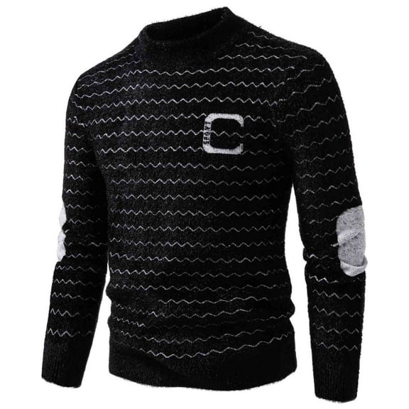 SERTG Men's Sweater Winter Solid Color Fashion Knit Placket Elastic Sweater High Collar Warm Thick Tops Casual Knitwear Men's Sweaters(Black,3XL)