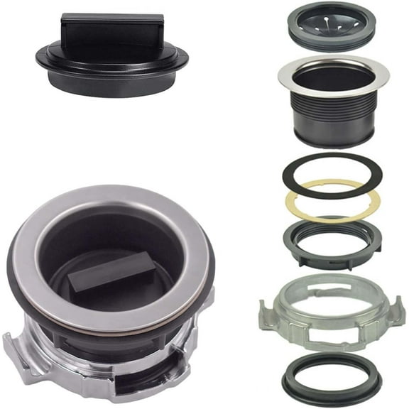 Garbage Disposal Mount Sink Flange Kit and Stopper for Waste King, Garbage Disposal Drain Assembly Kit, Rubber Flange and Drain Lock Nut for Waste King, Whirlaway Parts