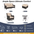 thumbnail image 7 of ALAULM 7-Piece Patio Furniture Set, Outdoor Thick Wicker High Back Conversation Set with 3-Seater Sofa, Swivel Chairs, Ottomans and Square Coffee Table for Yard Patio, Sand, 7 of 7