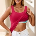 thumbnail image 2 of Nestiefly Built in Bra Tank Tops for Women Wireless Padded Plus Size Camisole Yoga Workout Top Summer Sleeveless Nightgown Sleepwear Wine S, 2 of 5