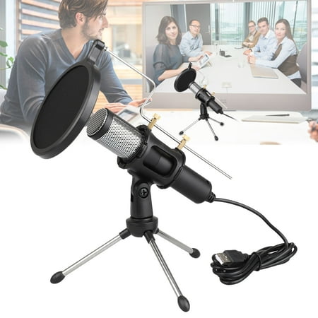 TSV Condenser USB Microphone with Tripod Stand for Game Chat Skype YouTube Studio Audio Recording Laptop