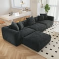 thumbnail image 2 of The Magic Home 3-Seater Convertible Modular L-Shaped Corduroy Sectional Sofa, Black, 2 of 10