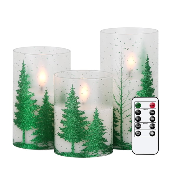 Velas de vidrio sin llama Romance Christmas Tree con control remoto