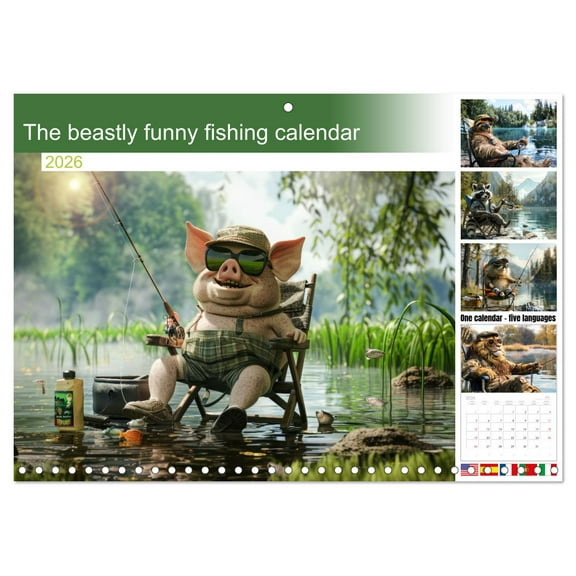 The beastly funny fishing calendar (Monthly Wall Calendar 2026 16.5 x 23.4 (open)), CALVENDO 14 Month Calendar