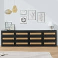 thumbnail image 5 of Rattan Dresser for Bedroom, 6 Drawer Double Dresser for Bedroom, Modern Small Chest of Drawers with Anti-Tip Kit, Wood Natural Dresser for Bedroom, Hallway, Living Room, Black, 5 of 9