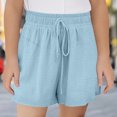 thumbnail image 2 of CYRBOKO Girls Athletic Shorts, Drawstring Sports Summer Elastic Waist Short Bottoms Blue Size 13-14 T, 2 of 8