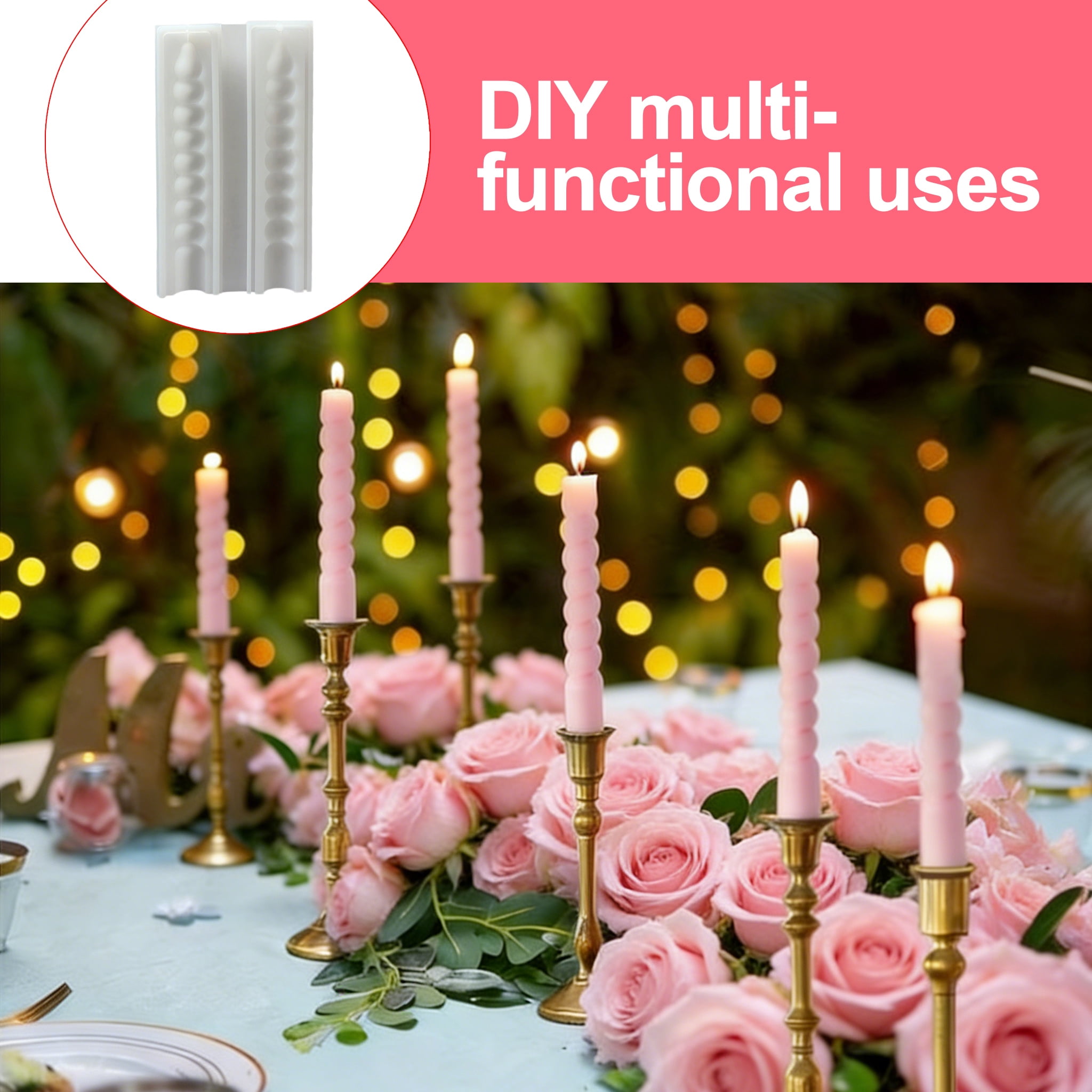 3PCS Long Twisted Silicone Candle Molds, 3D Pillar Candle Molds for Aromatherapy Candle Soap Wax Making, Unique Rod Resin Molds Silicone, DIY Epoxy Casting Clay Craft Candle Decoration Ornament Mold
