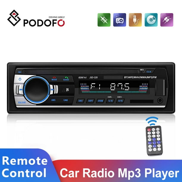 Podofo Car Radio Estéreo Reproductor Digital Bluetooth MP3 Player JSD-520 60Wx4 FM Audio Estéreo Música USB / SD con entrada AUX en el tablero Tan Jianjun unisex
