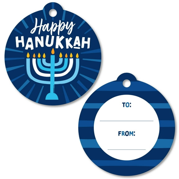 Big Dot of Happiness Hanukkah Menorah - Chanukah Holiday Party To and From Favor Gift Tags (Set of 20)