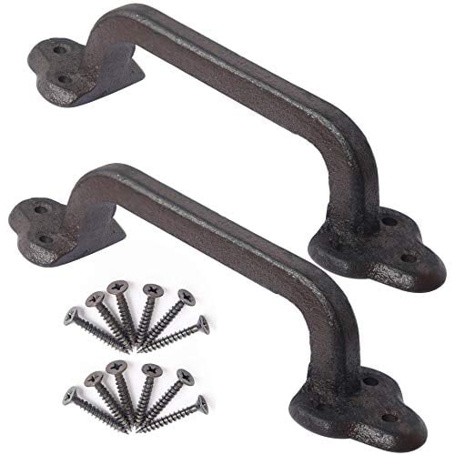8 LARGE BROWN 9" DOOR GATE HANDLES PULLS RUSTIC ANTIQUE-STYLE CAST IRON drawer 