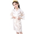 thumbnail image 1 of Trayknick Summer Girls Silk Robe Solid Color Children Pajamas Kids Soft Bathrobe Sleepwear, 1 of 13
