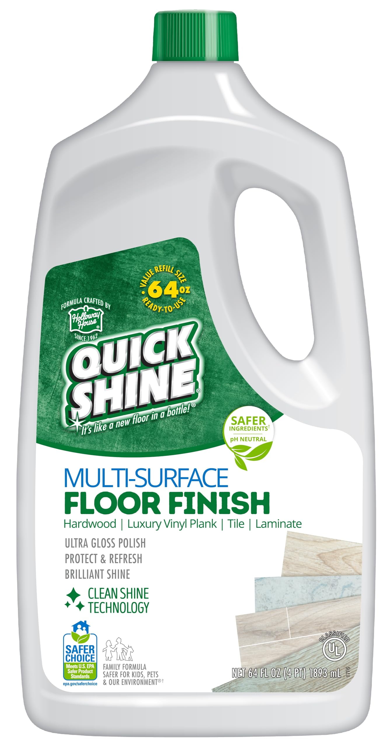 Limpiador y abrillantador de acabados para pisos Quick Shine, 1.89 L ...