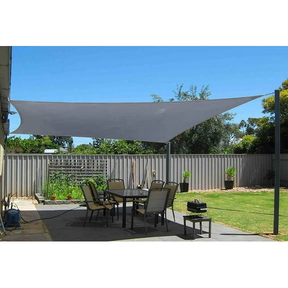 Rectangle Sun Shade Sail Canopy,16' x 20' Patio Shade Cloth Outdoor Cover - Sunshade Fabric Awning Shelter for Pergola Backyard Garden Carport (Grey)