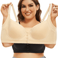 thumbnail image 6 of Fulorrnie Bras for Women Plus Size Underwire Comfort Full Coverage Back Smoothing Longline Front Closure Supportive Bra, Light Yellow .Z, 50, 6 of 8