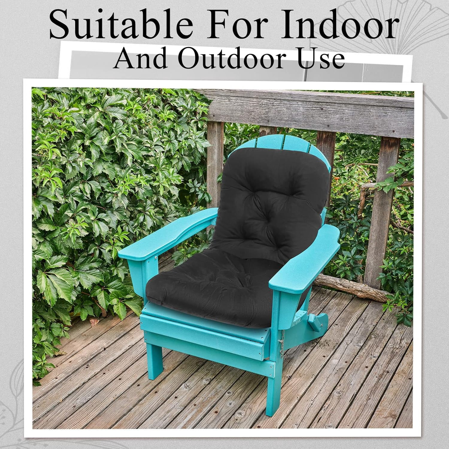 Tufted Back Chair Cushion Indoor Outdoor Weather Resistant Swivel Rocker Patio Chair Cushions for Outdoor Furniture(Black,4 Pack)