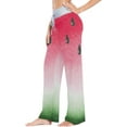 thumbnail image 2 of Women's Red Watermelon Pajama Pants, Casual Pajama Bottoms Drawstring Lounge Pants Wide Leg, 2 of 7