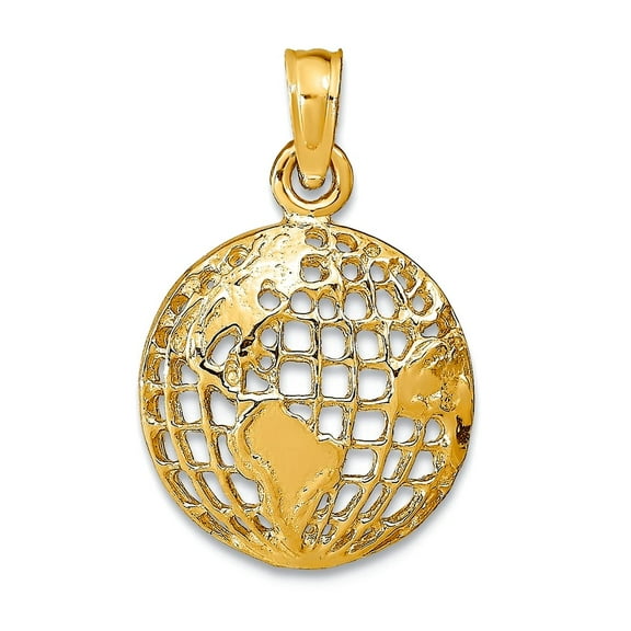 14k Yellow Gold Solid Concave Polished Globe Pendant Necklace 21x13mm Pendant for Women - 1.2 Grams