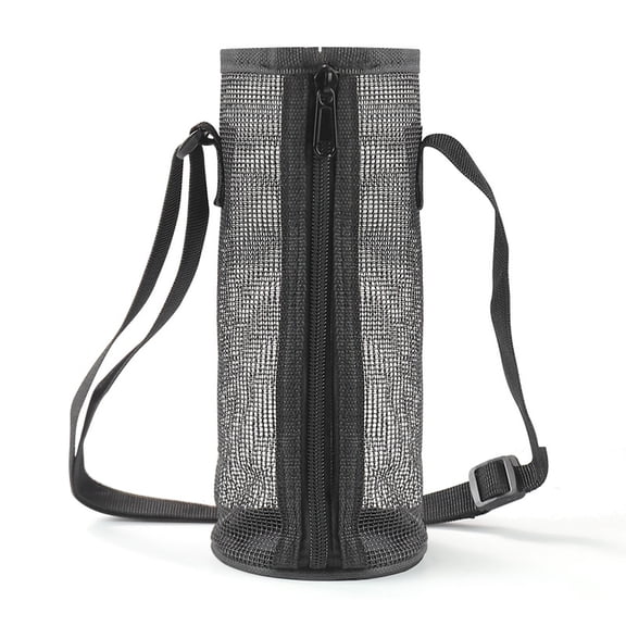 Water Bottle Holder with Adjustable Strap, Mesh Zipper Water Bottle Pouch, Transparent Insulated Cup Carrier for 40oz Tumblers, Lightweight Portable Hydration Pack for Gym,Black