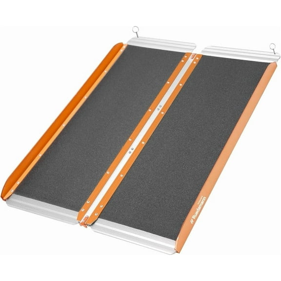 Ruedamann 3FT Sturdy Wheelchair Ramp for Doorways, Non-Slip Aluminum Foldable Threshold Ramp, Door Threshold Wheelchair Ramps for Home Steps, Curbs, Wheelchairs, Scooters