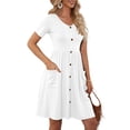 thumbnail image 5 of Sngxgn Womens Spring Summer Deep V Neck Elegant Bow tie Mini Dress(White,M), 5 of 8