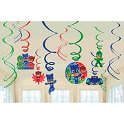 Birthday Kids Fun Party Supply Decorations PJ Masks Hanging Swirl Decorations (12ct) & Lunch Napkins (16ct)