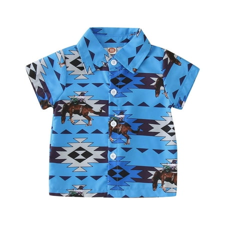

Toddler Boys Short Sleeve Cartoon Cow Printed Shirt Tops Coat Outwear Children Clothes Infant Fashion Dailywear Clothing