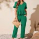 thumbnail image 1 of Pantalones Con Peplum Conjunto de pantalones rectos de 2 piezas para damas Conjunto de 2 piezas de verano con mangas volantes Traje diario Ygjytge Verde Xl Personalizado para Mujer, 1 of 6