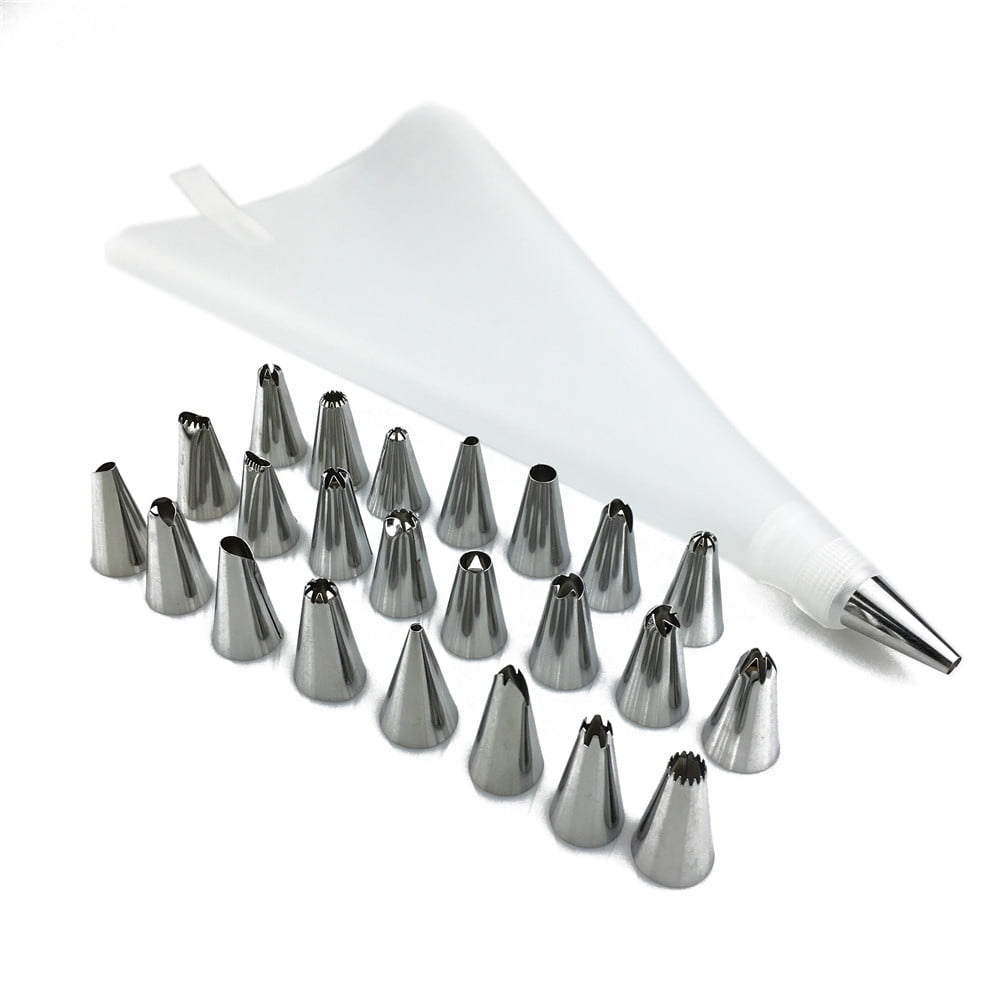 Kitchen Craft 16 Piece Icing Bag Coupler & Stainless Steel Nozzle Set & Tin 