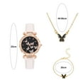 thumbnail image 6 of Ziurtnc 1 Set Women Watch Necklace Bracelet Ring Ear Studs Rhinestone Butterflies Round Faux Leather Strap Ladies Dress Wrist Watch Fashion Jewelry Birthday Gift, 6 of 8