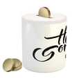 thumbnail image 2 of Hello Gorgeous Piggy Bank, Weathered Font of Inspirational Words Modern Typography Brush Lettering, Ceramic Coin Bank Money Box for Cash Saving, 3.6" X 3.2", Black and White, by Ambesonne, 2 of 4