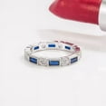 thumbnail image 5 of Baguette and Round Cut Lab Created Blue Sapphire and Diamond Full Eternity Milgrain Wedding Band Ring in 925 Sterling Silver – Elegant Gift for Her, 5 of 5
