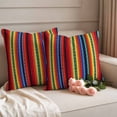 thumbnail image 2 of Rainbow Striped Outdoor Waterproof Pillow Covers, Boho Ethnic Colorful Lines Minimalist Decorative Square Throw Pillowcase Sofa Cushion Sham for Patio/Couch/Chair, 16"x16" 2 Pack, 2 of 8