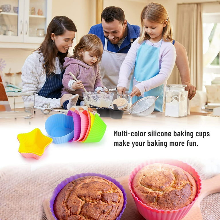 Silicone Cupcake Liners, 24pcs Silicone Baking Cups, Silicone Muffin Cups,  Reusable Silicone Cupcake Molds, for Baking Muffins, Cupcakes and Candies