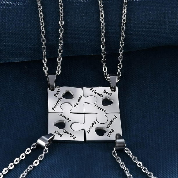Juego De 2 Collares Rompecabezas Corazón Acero Inoxidable - ¡Símbolo De Amistad!
