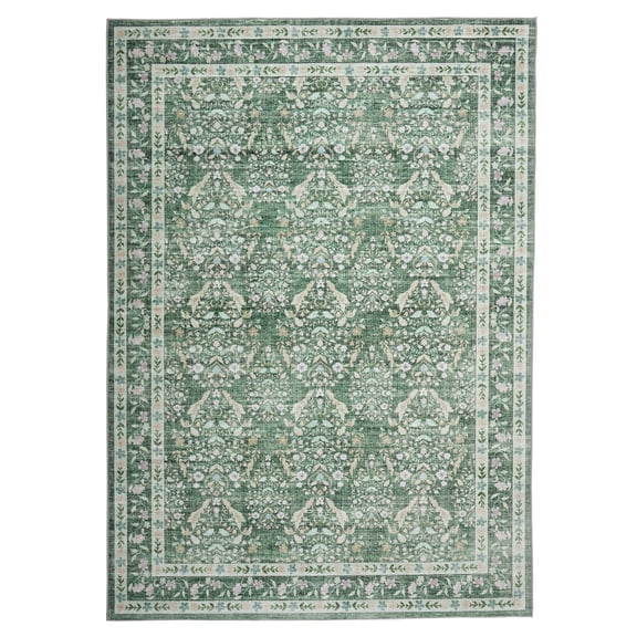 Washable Area Rug Soft Rugs for Living Room, Distressed Rugs for Bedroom Non Slip, Low Pile Vintage Indoor Carpet for Dining Room Home Decor