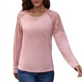 thumbnail image 4 of Blusa informal, camisa de manga larga para mujer, cuello redondo, manga larga, túnica con cuello redondo, elegante y moderna, 4 of 7