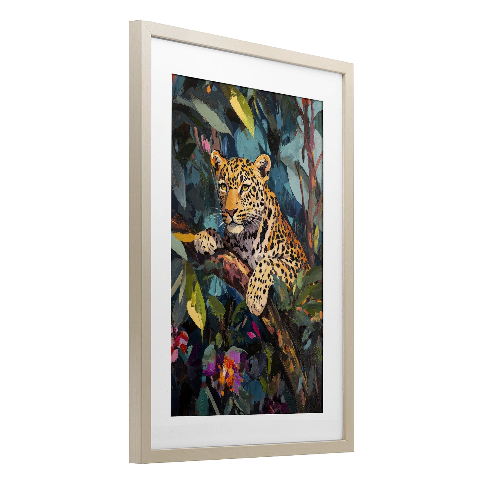 Stupell Industries One The Wild Side Leopard Birch Framed Print Under Glass, design by Petal Prints Design