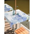 thumbnail image 2 of Outdoor Tablecloth with Umbrella Hole for Patio/Picnic/Party/Camping, Purple Coastal Waterproof Table Cloth Square Cover Washable, Summer Ocean Coral Jellyfish Seahorse Starfish (60"x 60"), 2 of 8