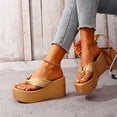 thumbnail image 6 of Women's Metallic Wedge Heels Thong Sandals Chunky Platform Flip Flops Slides Slip On Summer Beach Party Shoes, 6 of 9