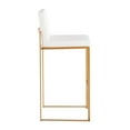 thumbnail image 3 of Fuji Contemporary High Back Barstool In Gold Steel And White Faux Leather - Set Of 2, 3 of 7