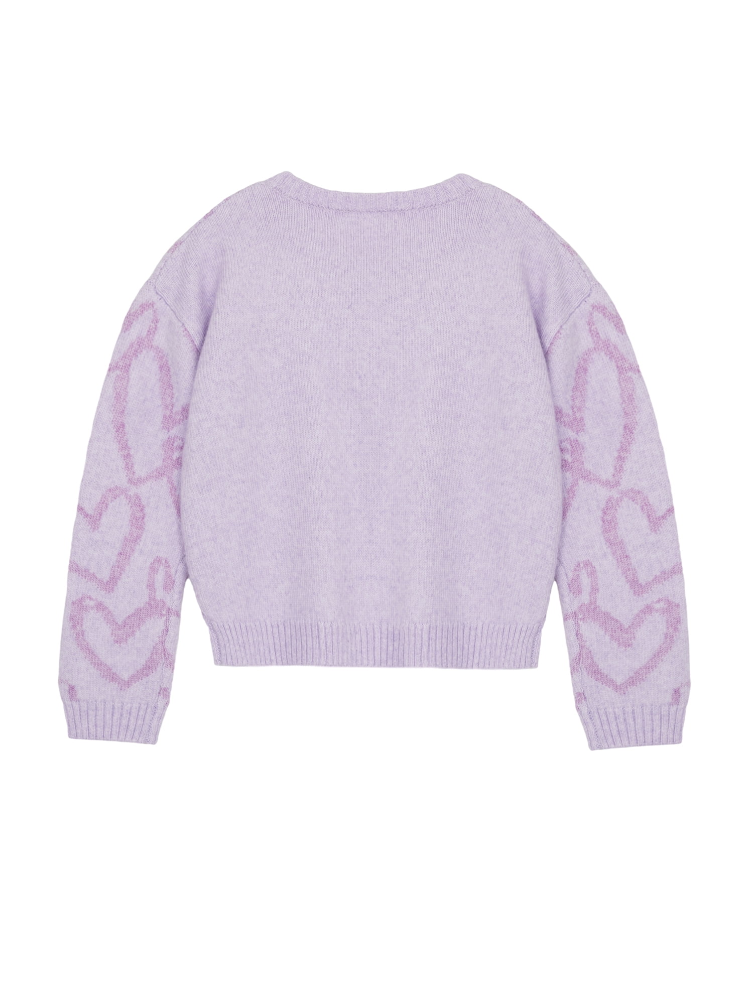 Wonder Nation Girls Novelty Feather Yarn Heart Icon Sweater, Sizes 4-18 & Plus