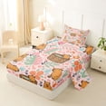 thumbnail image 2 of Erosebridal Cartoon Monstera Leaf Twin Sheet Sets,Brown Capybara Rodent Animal Rustic Flowers Bedding For Kids Girls 3pcs, 2 of 6