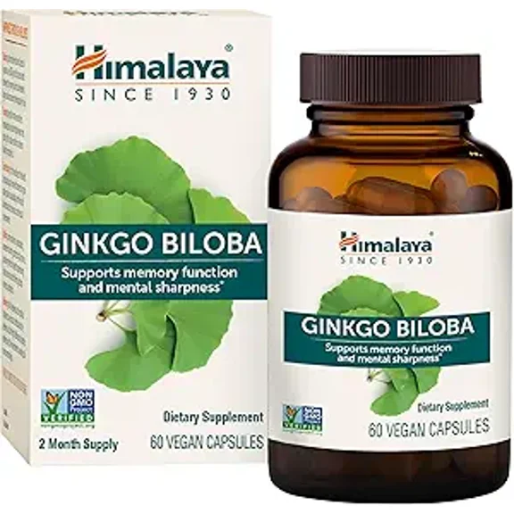 Himalaya Ginkgo Biloba, Herbal Supplement for Memory & Mental Sharpness, Vegan, Gluten Free, 120 mg Ginkgo Leaf Extract, 60 Capsules
