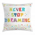 thumbnail image 1 of Dream Throw Pillow Cushion Cover, Nursery Style Arrangement with Colorful Letters with Assortment of Childish Motifs, Decorative Square Accent Pillow Case, 24" X 24", Multicolor, by Ambesonne, 1 of 2
