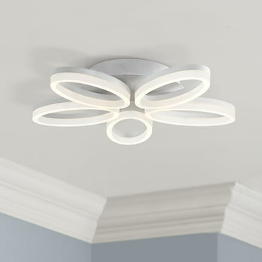 Possini Euro Design Modern Ceiling Light Flush Mount Fixture 21 1/2" Wide Frosted LED Dimmable White Oval Bloom Shade for Bedroom Kitchen Living Room