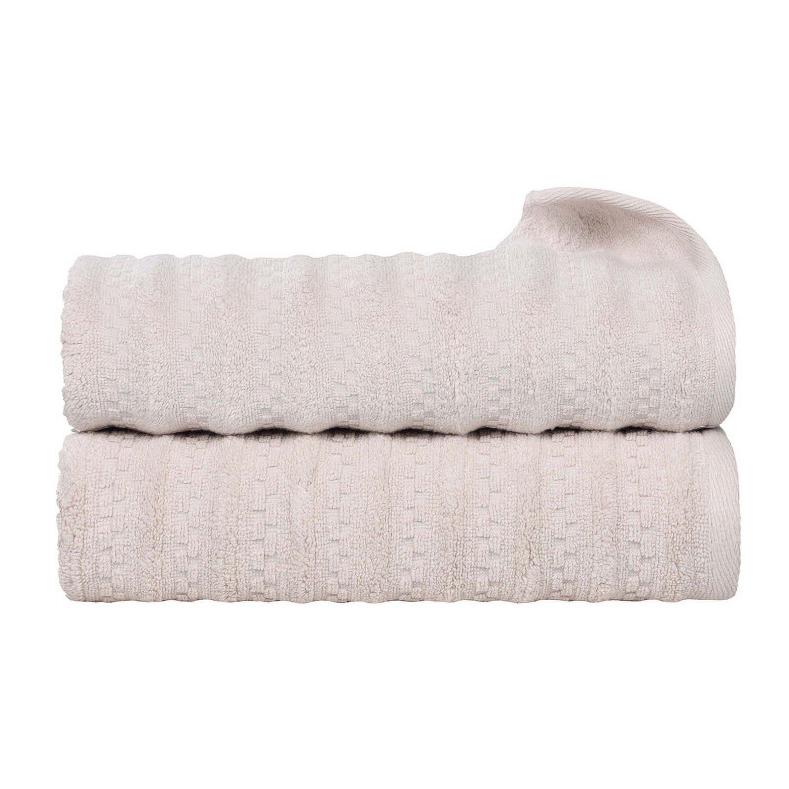 Superior Zuma Waffle Textured Stripes Cotton 2 Piece Bath Towel Set, Zero Twist Absorbent Towels, Silver