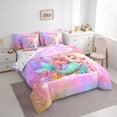thumbnail image 2 of Manfei Letter Z Monogrammed Bedding Comforter Set 7-Piece,Chic Sealife Mermaid King Bedding Sets,Colorful Ocean Coral Bed Sheets For Child,Microfiber Room Decorative Reversible, 2 of 7