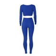 thumbnail image 6 of Hauaitttt Women's Fashion Casual Solid Color Long Sleeve Square Collar Two Piece Slim Yoga Sports Pants Suit Women Jogging Suit Set Womens Yoga Jacket and Pant Set Yoga Strap for Stretching Set Yoga, 6 of 6