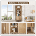 thumbnail image 4 of Oubayajia 66.73'' Tall Corner Cabinet, Modern Fluted Storage Cabinet with 2 Doors and 5 Storage Shelves, Space-Saving for Kitchen, Living Room, Study Room(Natural), 4 of 9